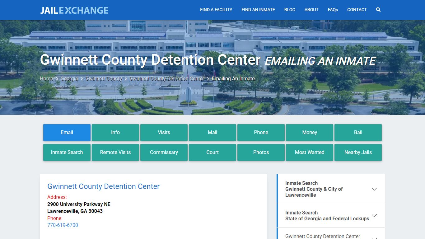 Inmate Text, Email - Gwinnett County Detention Center, GA - Jail Exchange